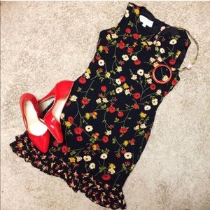 🌺🌼Retro Flower Ruffled Bottom Mini Dress